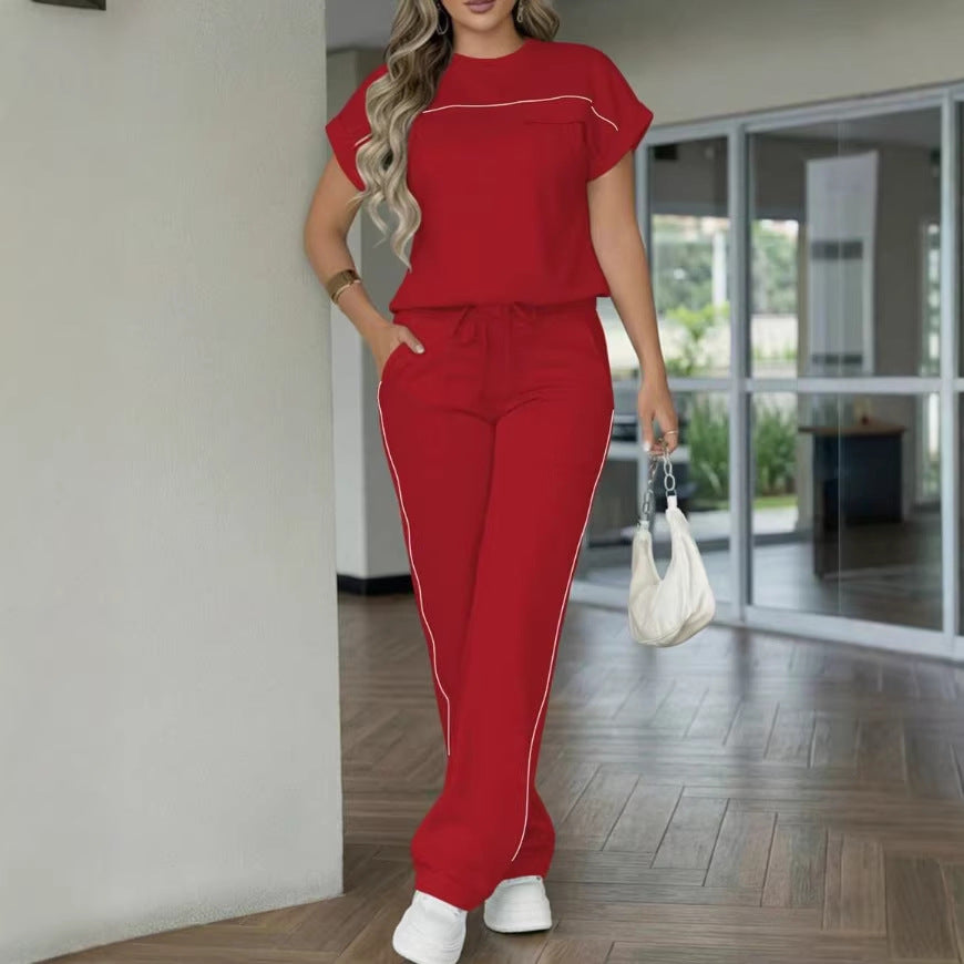 Women's Set Solid Color Simple Sleeve Trousers Shorts