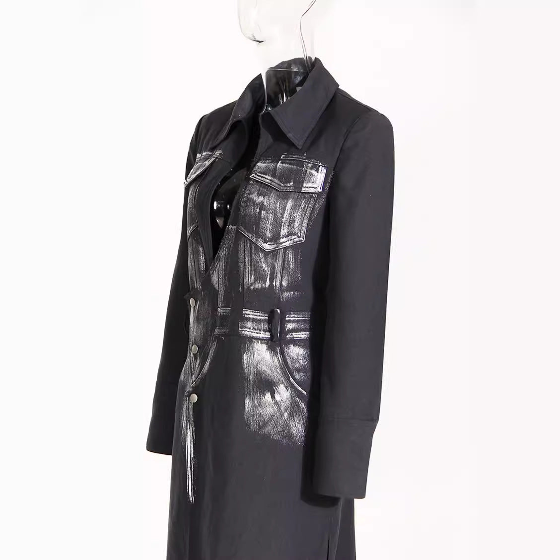 Women's Design Trench Handmade Metal Sier Brush Coats