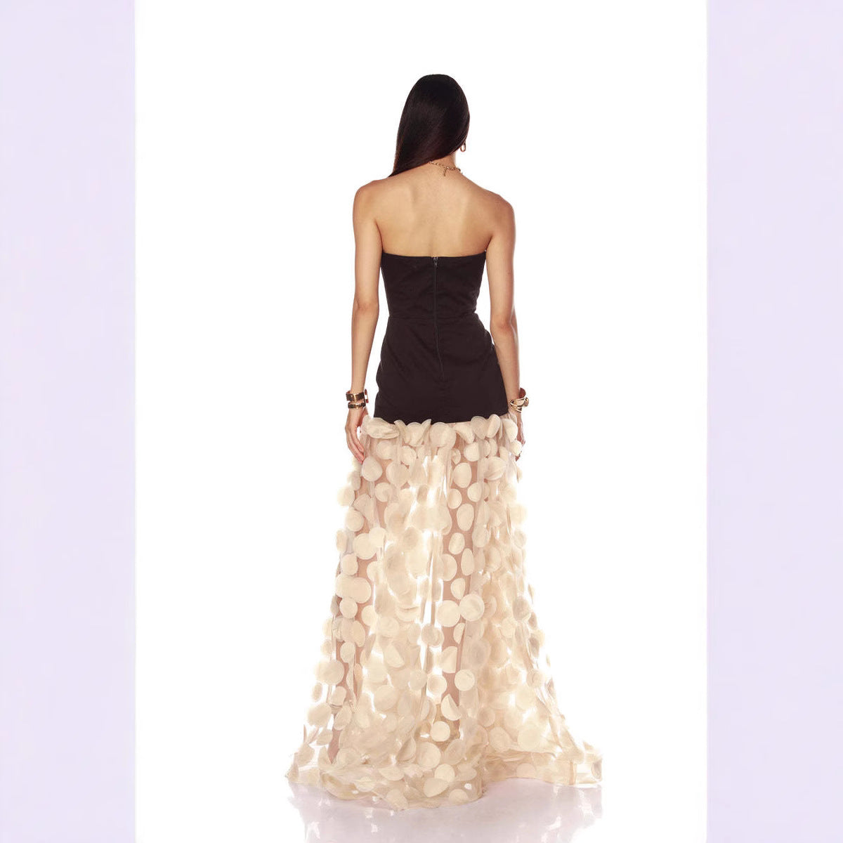 White Dot Mesh Long Dress Elegant Dresses