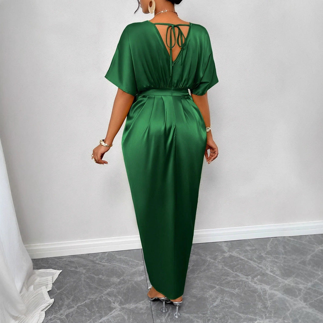 Women's Early Autumn Satin Dress Ball Gown Dresses