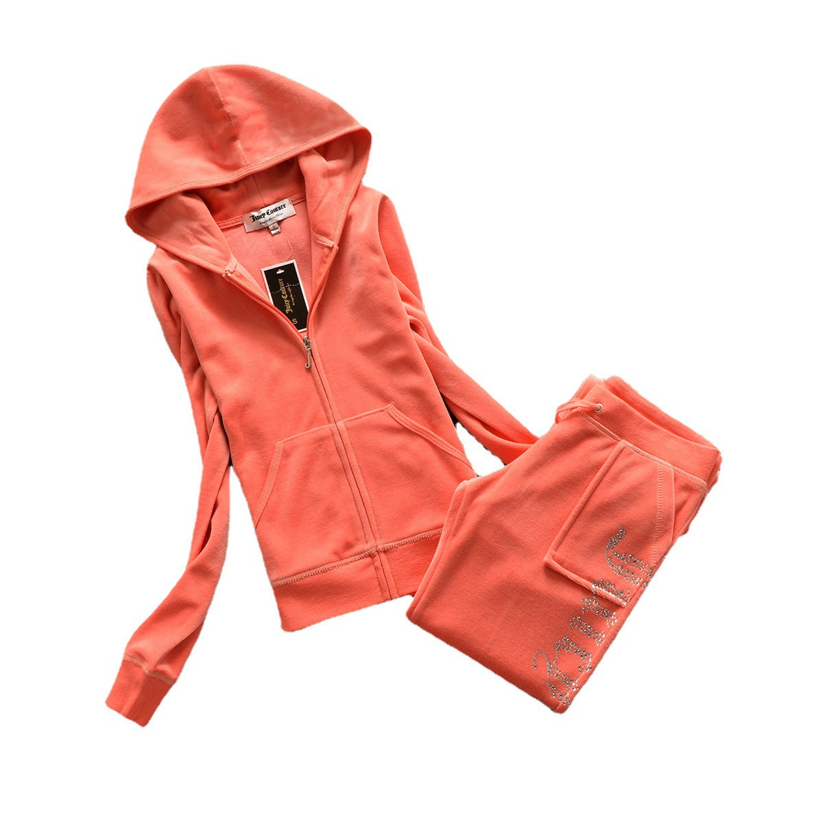 Women's Silk Veet Crown Hot Drilling Lettered Casual Sports Suits