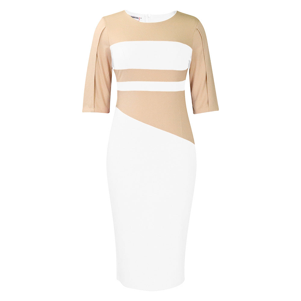 Women's African Large Spring Fashion Temperament Ol Half Sleeve Color Matching Clothing