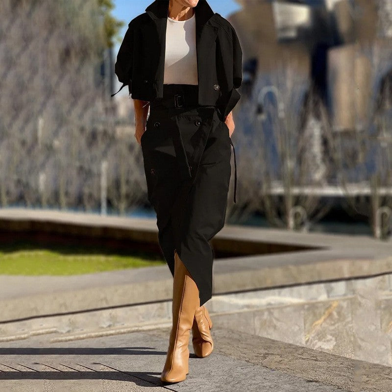 Casual Leisure Cargo Elegant Button Belt Suits