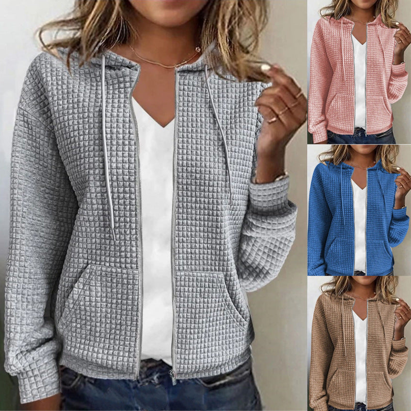 Glamorous Women's Zipper Hooded Long Sleeve Women's Sweater, Sweater
