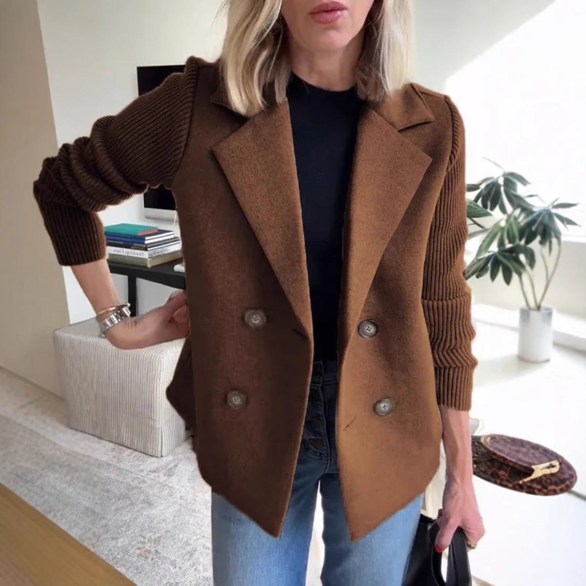Popular Women's Spring Collar Casual Woolen Tops
