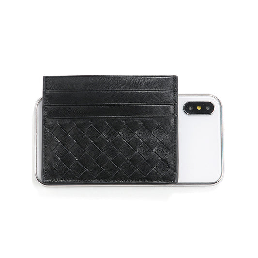 Men's Sheepskin Woven Genuine Leather Multi Portable Card Holder