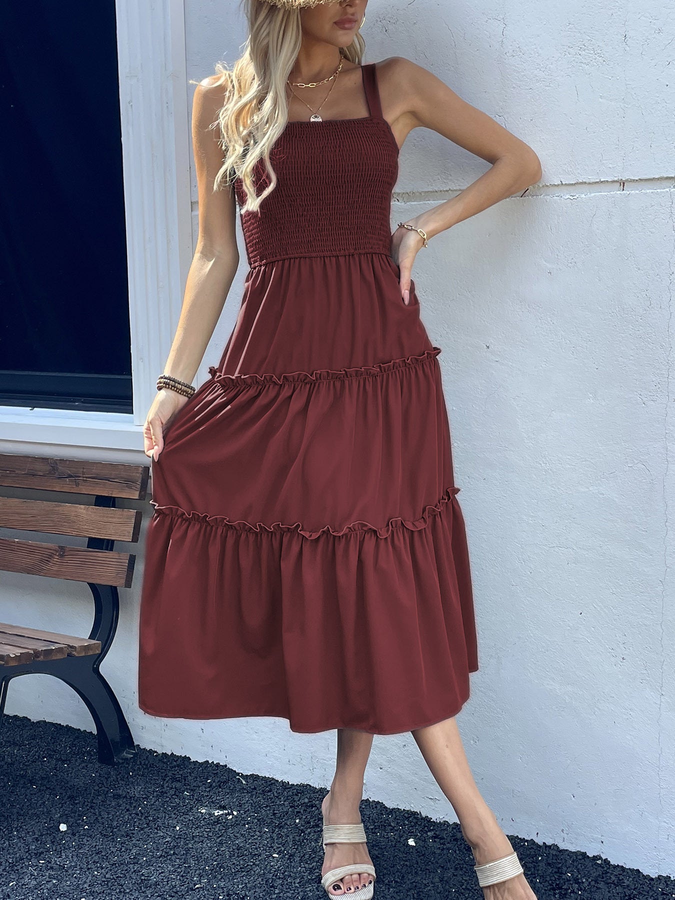 Innovative Glamorous Summer Solid Color Suspender Dress
