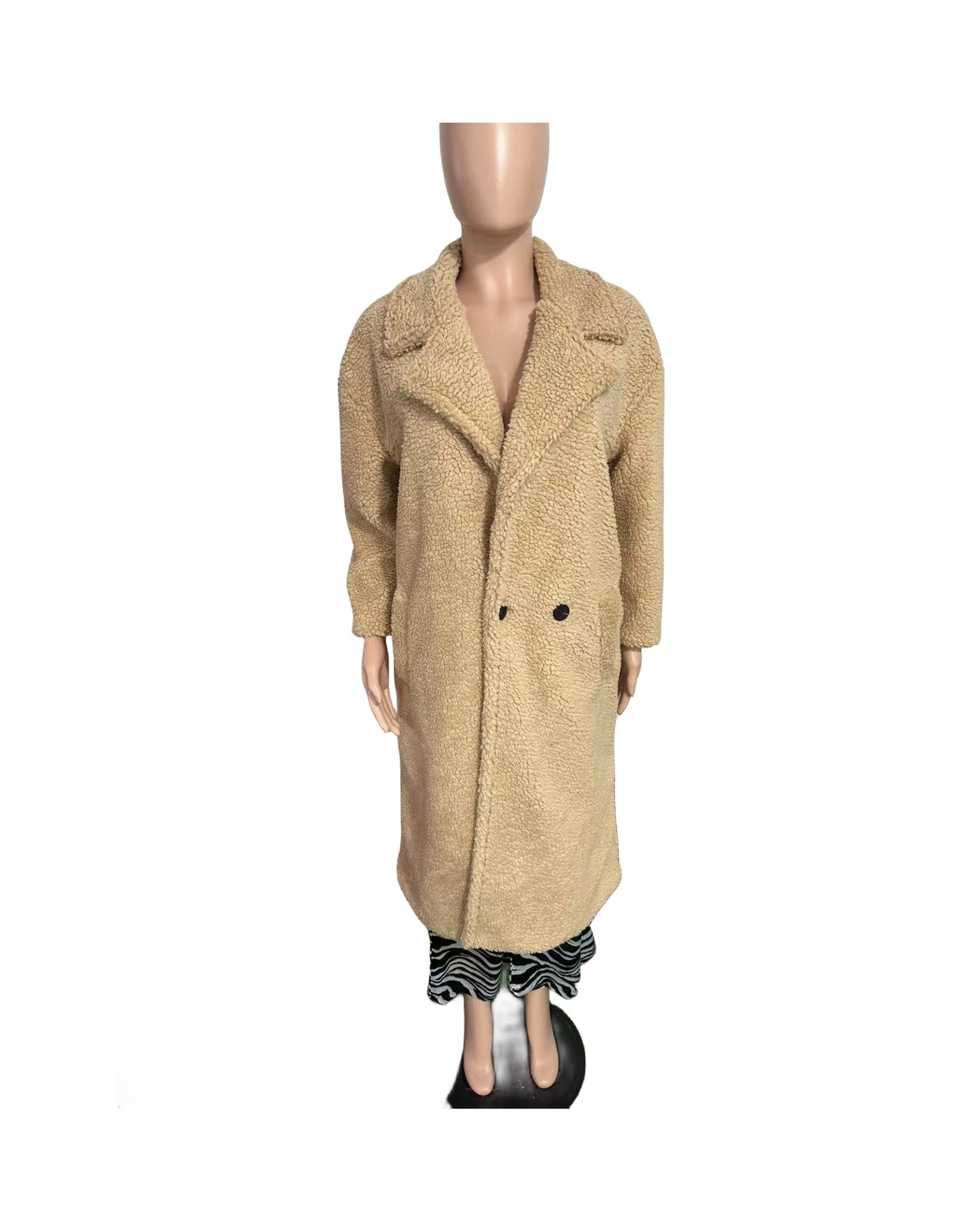 Women's Loose Fur Integrated Faux Mid-length Lamb Coats