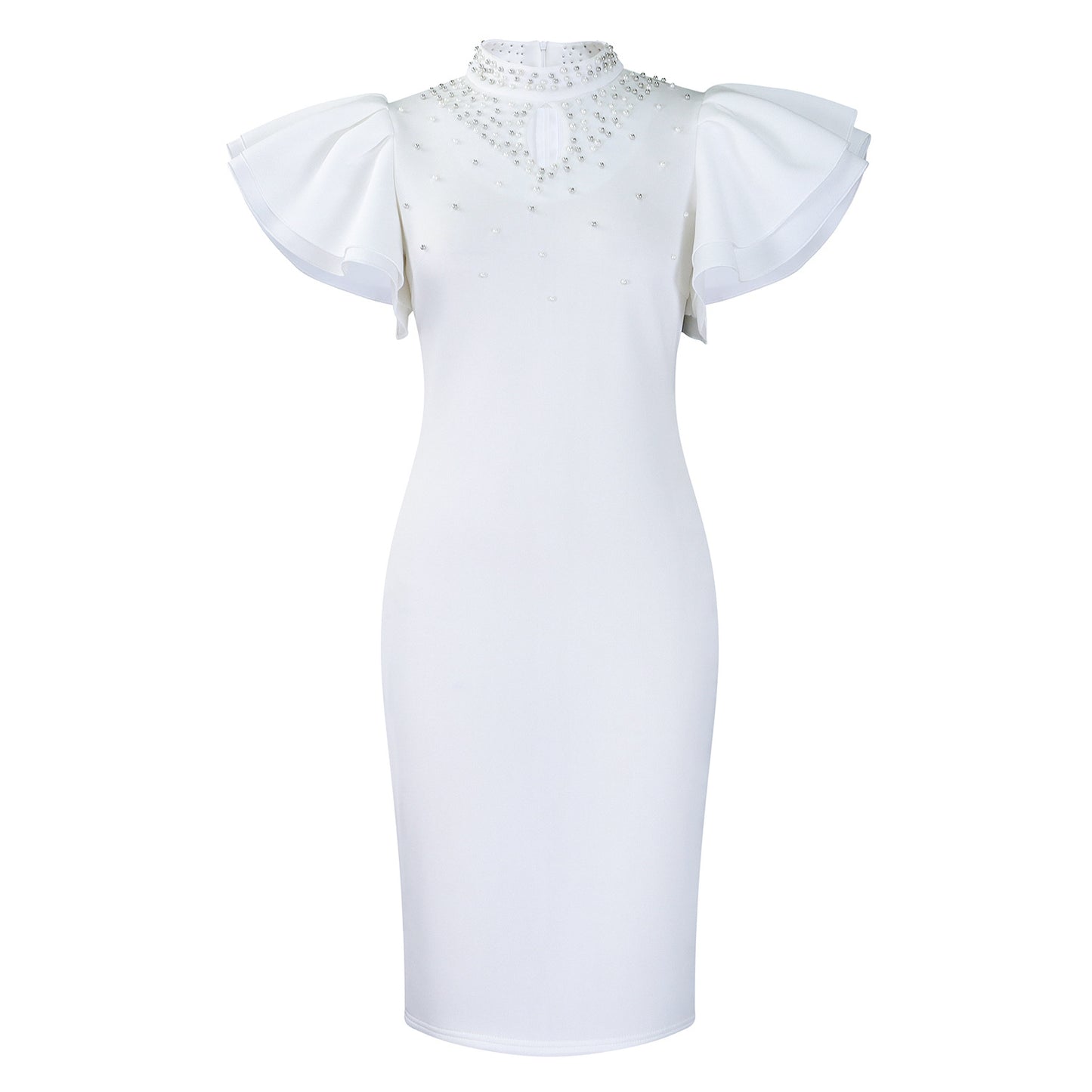 Women's Sexy Ruffle Sleeve Beading Party Dinner Dresses