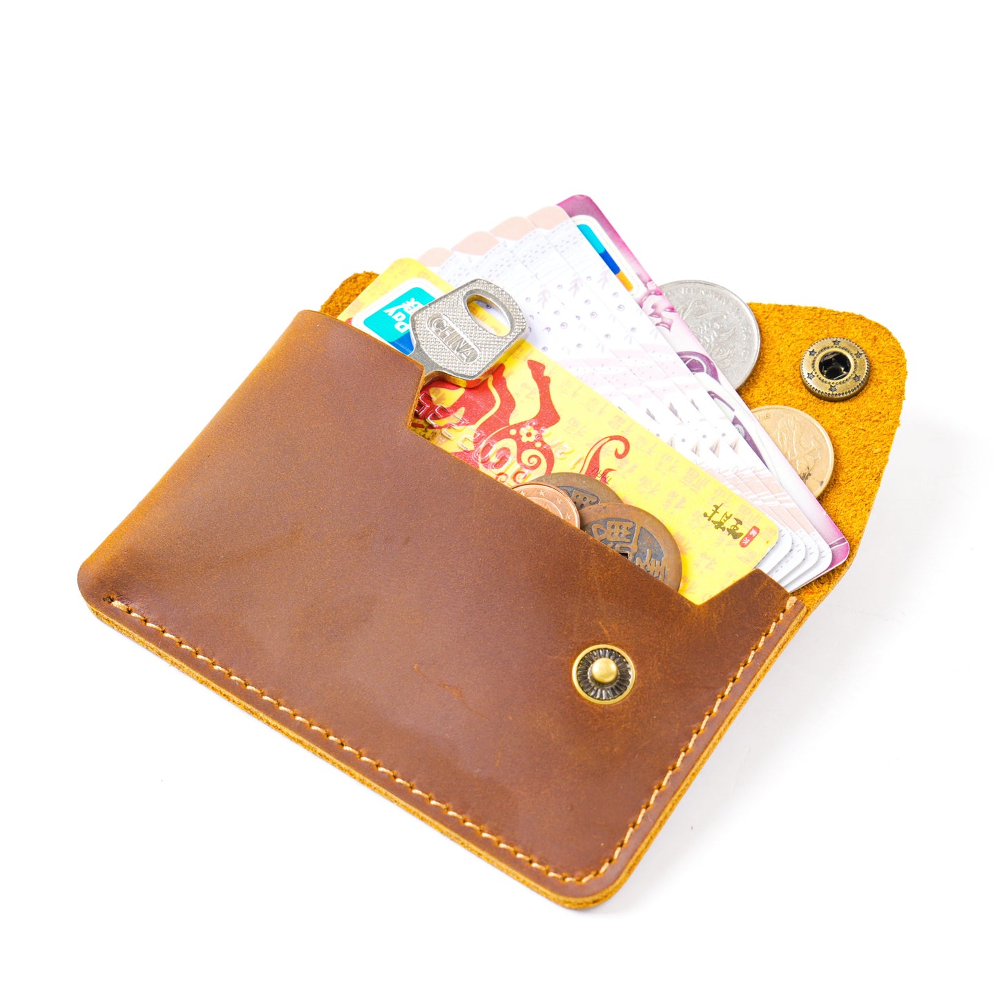 Handmade Simple Leather Sleeve Creative Snap Crazy Card Holder