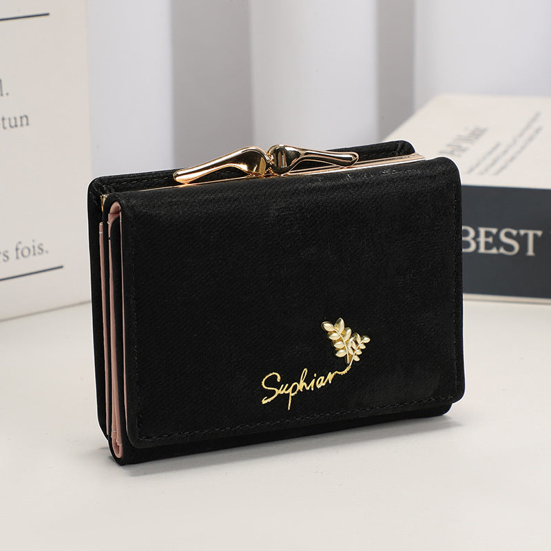 Women's Simple Folding National Style Fresh Flannel Ladies Wallets