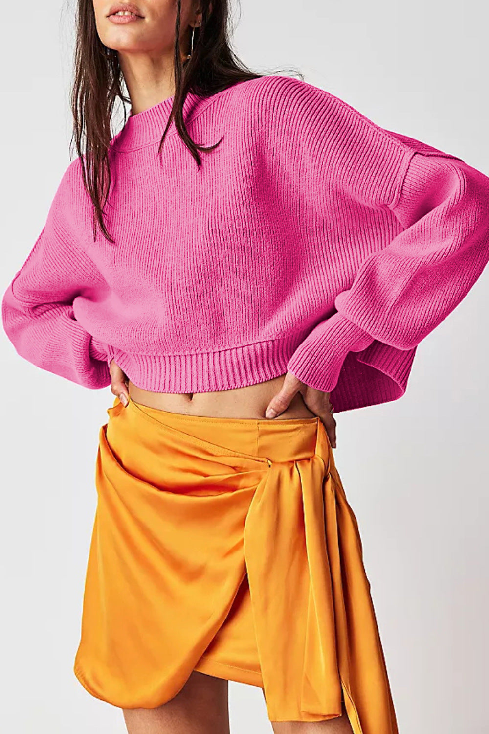 Women's Fashion Round Neck Solid Color Loose Sweaters