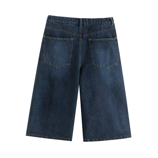 Women's Slouchy Fashionable Rhinestone Denim Casual Pants