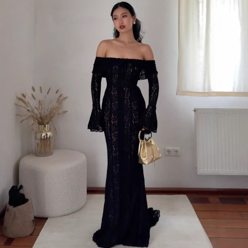 Autumn French Style Temperament Lace Long Dresses