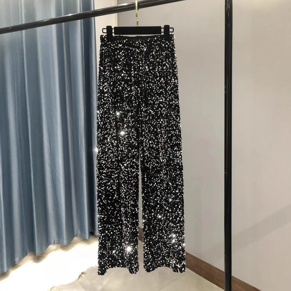 Women's Veet Sequined Large Long Leg Draping Pants