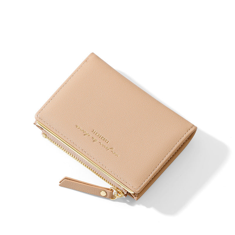 Women's Short Simple Two-fold Zipper Folding Change Ladies Wallets