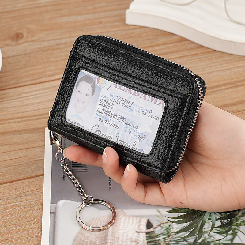 Women's Trendy Durable Zipper Credit Expanding Card Holder