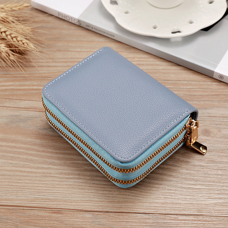 Women's Double Zipper Large Capacity Expanding Fashion Id Package