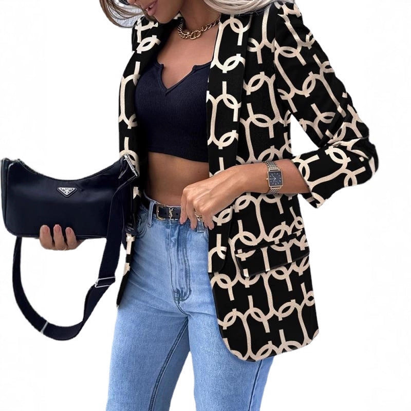 Autumn Solid Color Long Sleeve Ladies Small Suit