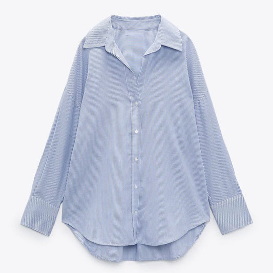 Women's Spring Temperament Commute Solid Color Oxford Blouses