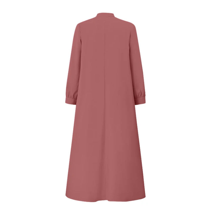 Solid Color Loose Long Sleeves Lace Dress
