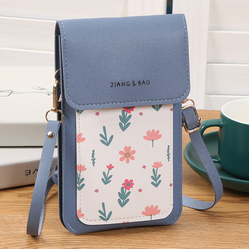 Women's Touch Screen Compact Mini Printed Charging Phone Bags