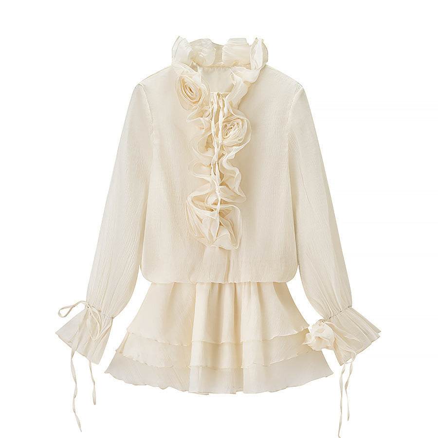 Women's Gold Style Fashionable Temperamental Flower Dress Suits