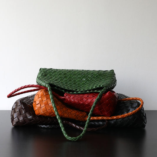 French Retro Vegetable Basket Genuine Leather Armpit Bags