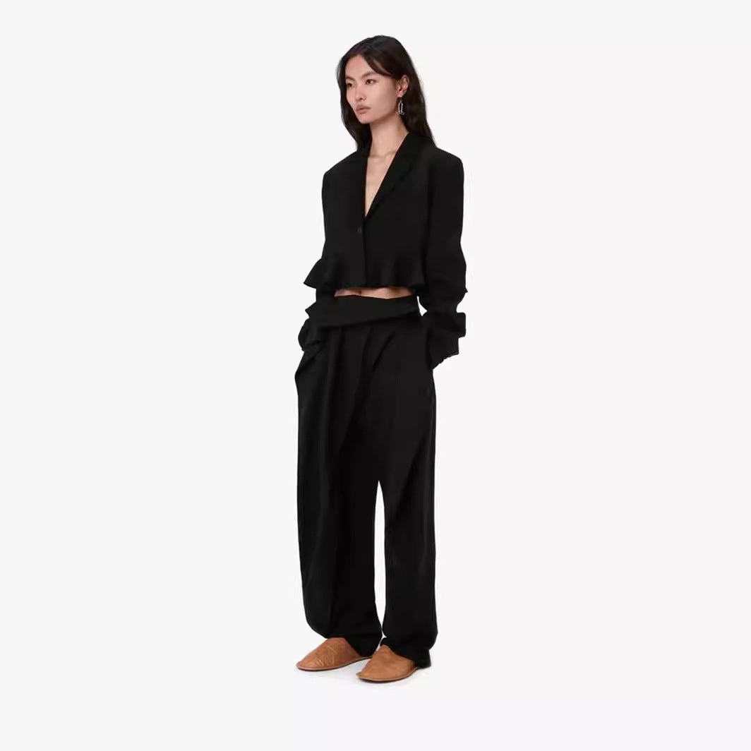 Spring Flounce Hem Lock Belt Design Sense Suits