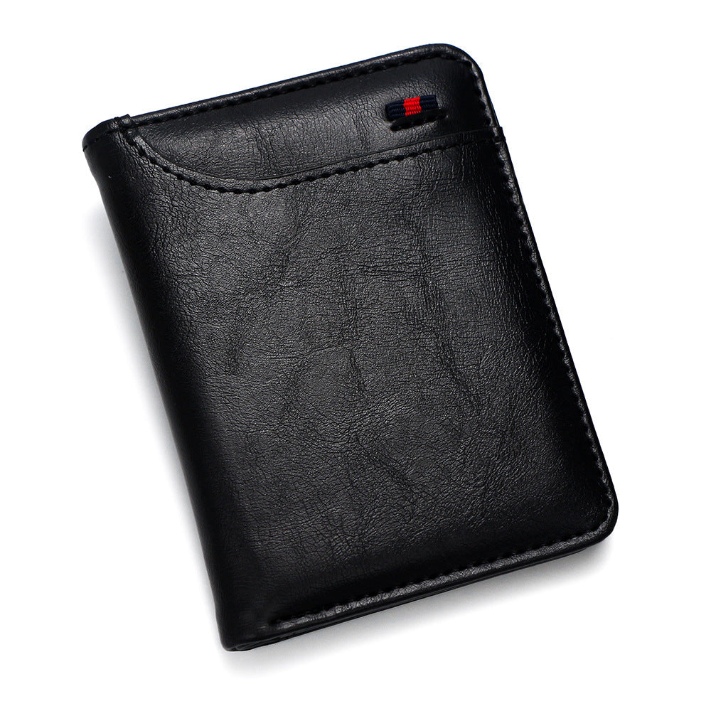 Men's Short Retro Two-fold Multiple Slots Oil Card Holder