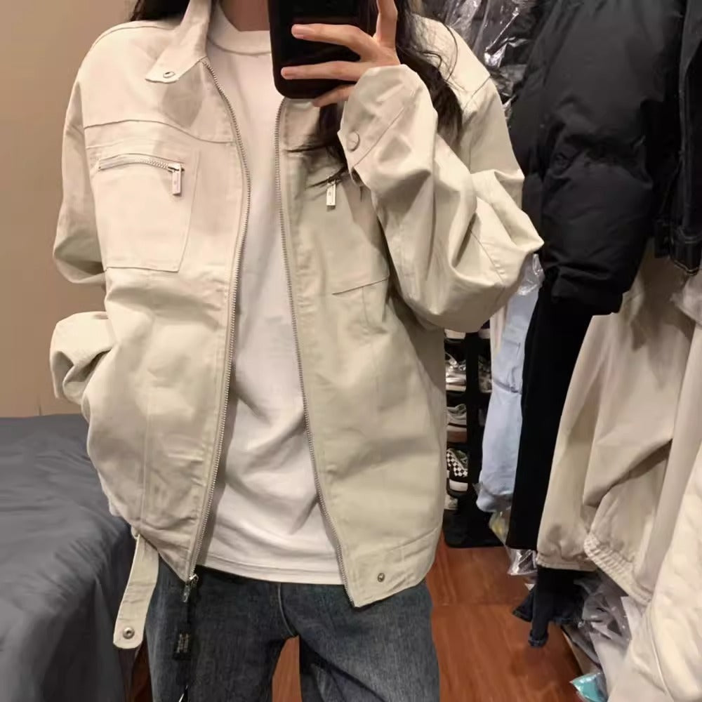 Women's American Stand Collar Open Spring Retro Coats