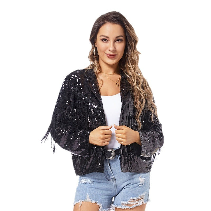Women's Sequin Nightclub Bar Hip Hop Adult Coats