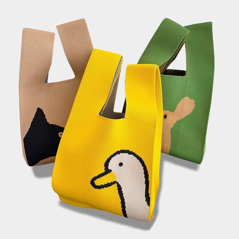 Women's Cute Cartoon Style Knitted Woven Holiday Handbags