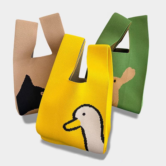 Women's Cute Cartoon Style Knitted Woven Holiday Handbags