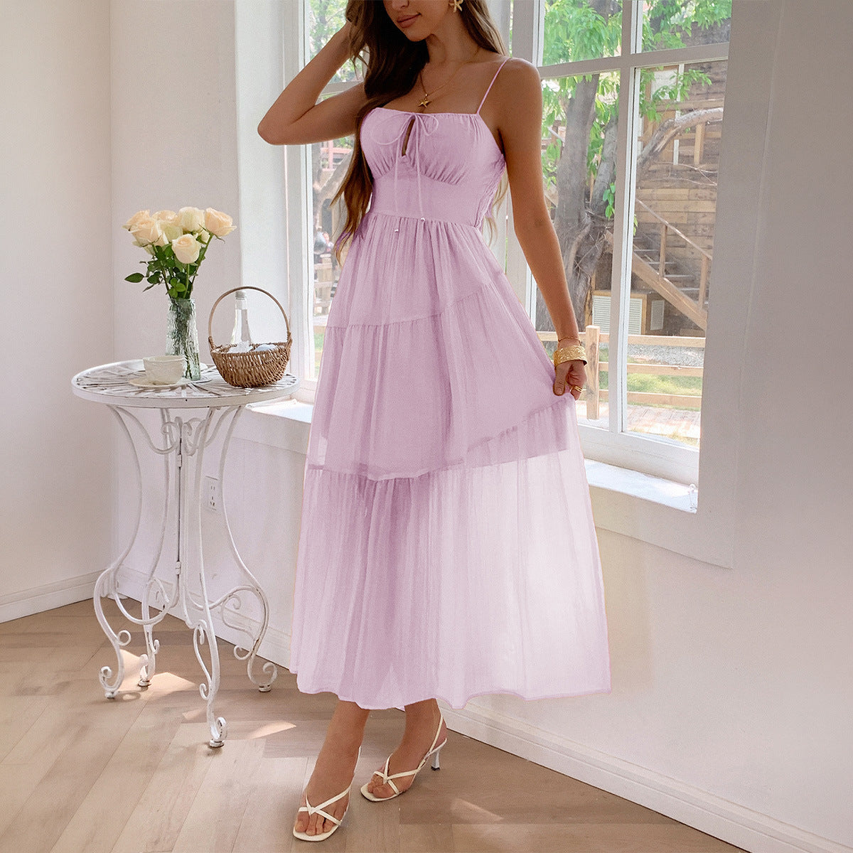 Women's Elegant Vacation Style Solid Color High Waist Dress
