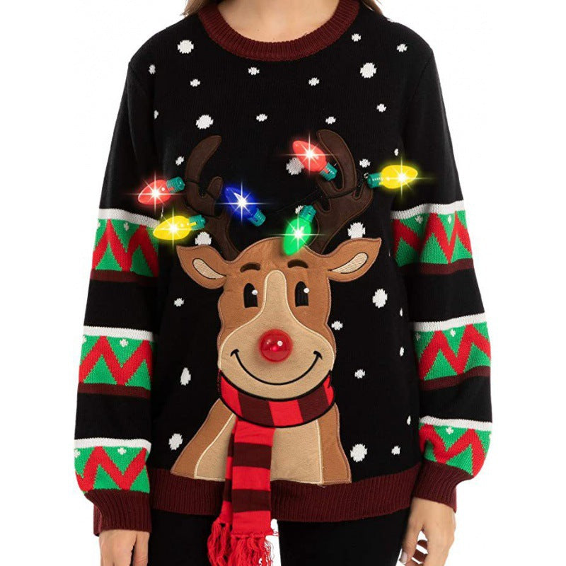 Christmas Elk Atmosphere With Lights Decoration Knitwear