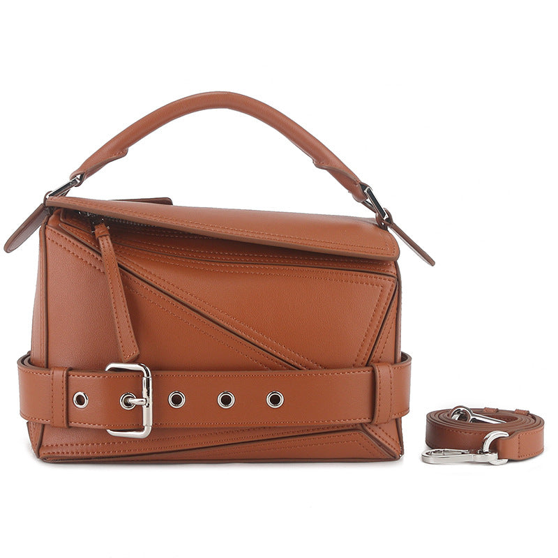 Women's & Men's & Geometric Motorcycle Leather Suede Portable Handbags