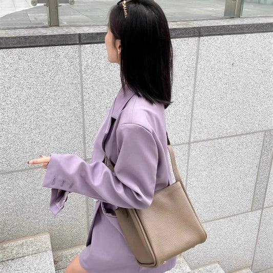 Vegetable Basket Series Genuine Leather Large Capacity Shoulder Bags