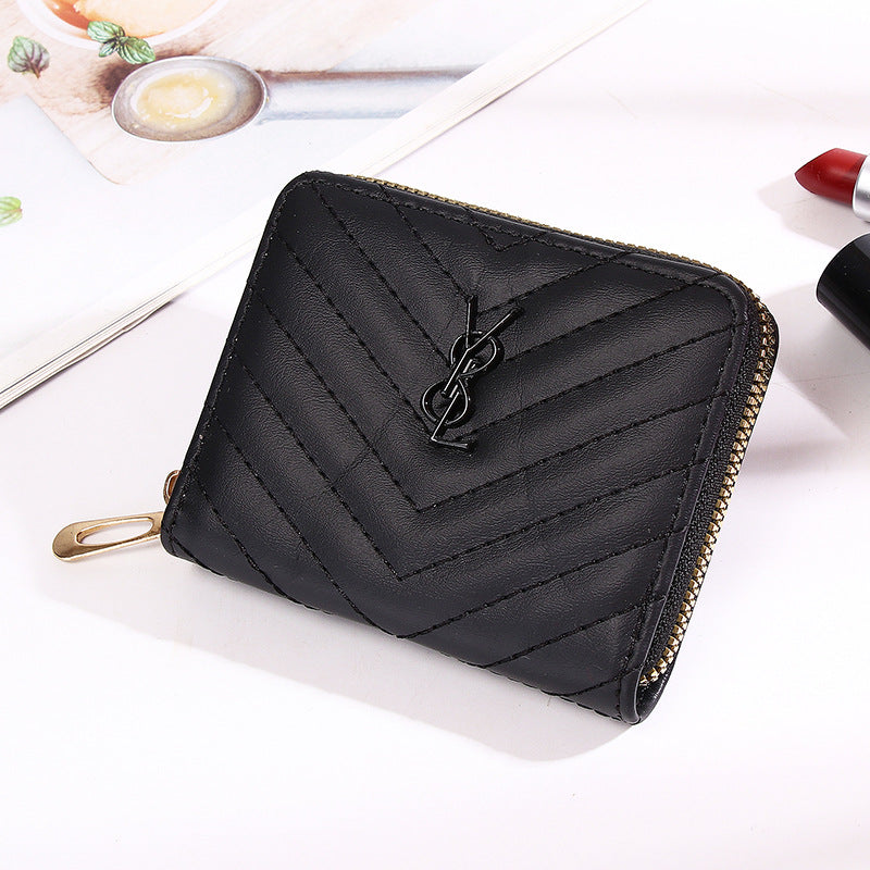 Women's Short Solid Color Summer Button Zipper Coin Purses