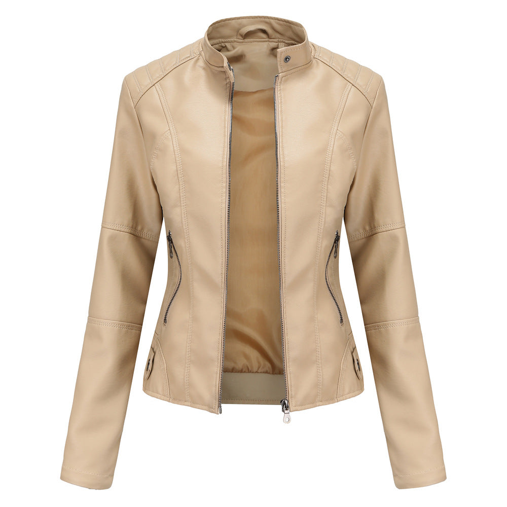 Women's European Leather Slim Thin Motorcycle Stand Clothing