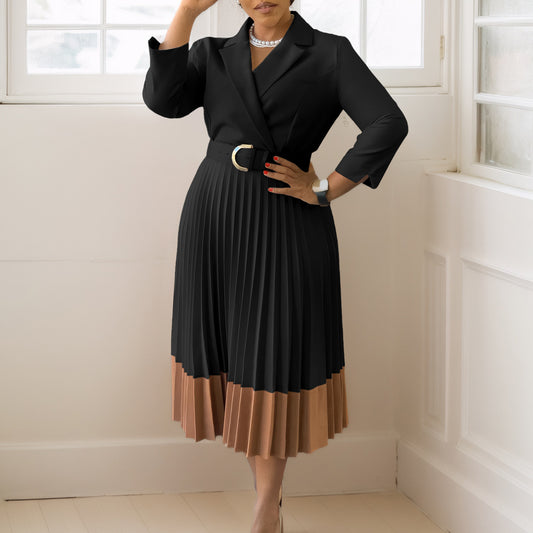 Women's Fashion Wear Collar Elegant Pleated African Dresses