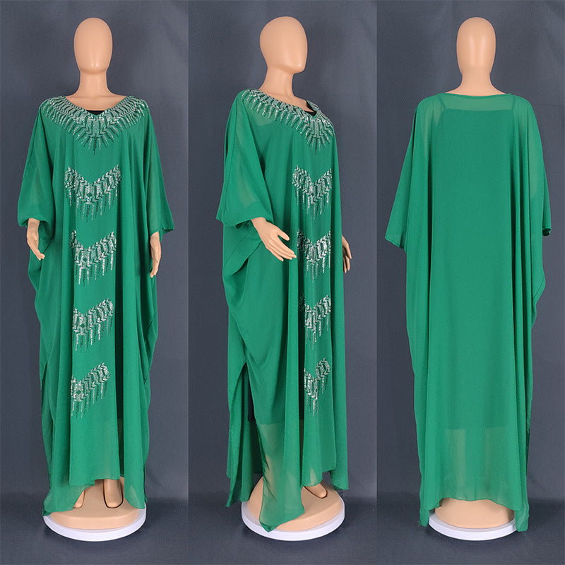Women's Large Fat Cover Robe Hot Drilling Dresses