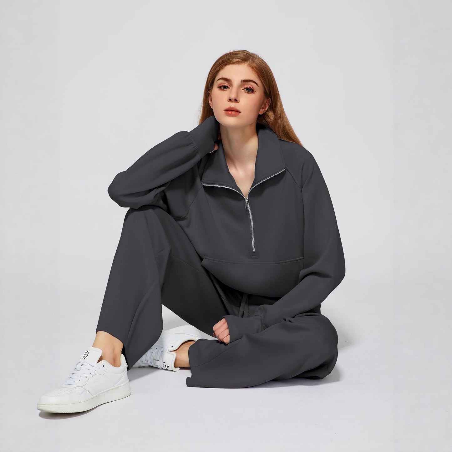 Women's Solid Color Long-sleeved Trousers Casual Sweatshirt Suits