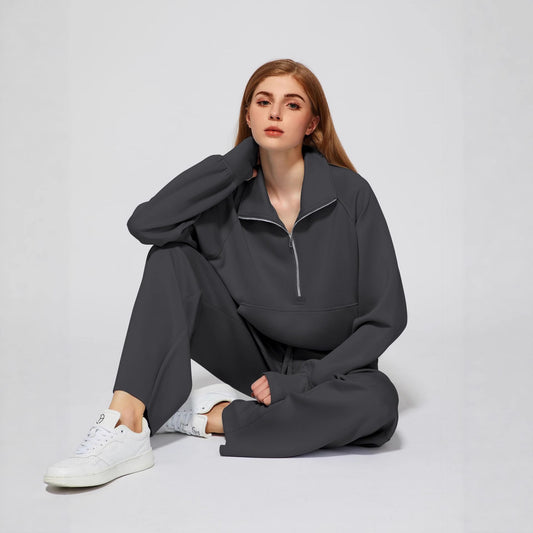 Women's Solid Color Long-sleeved Trousers Casual Sweatshirt Suits