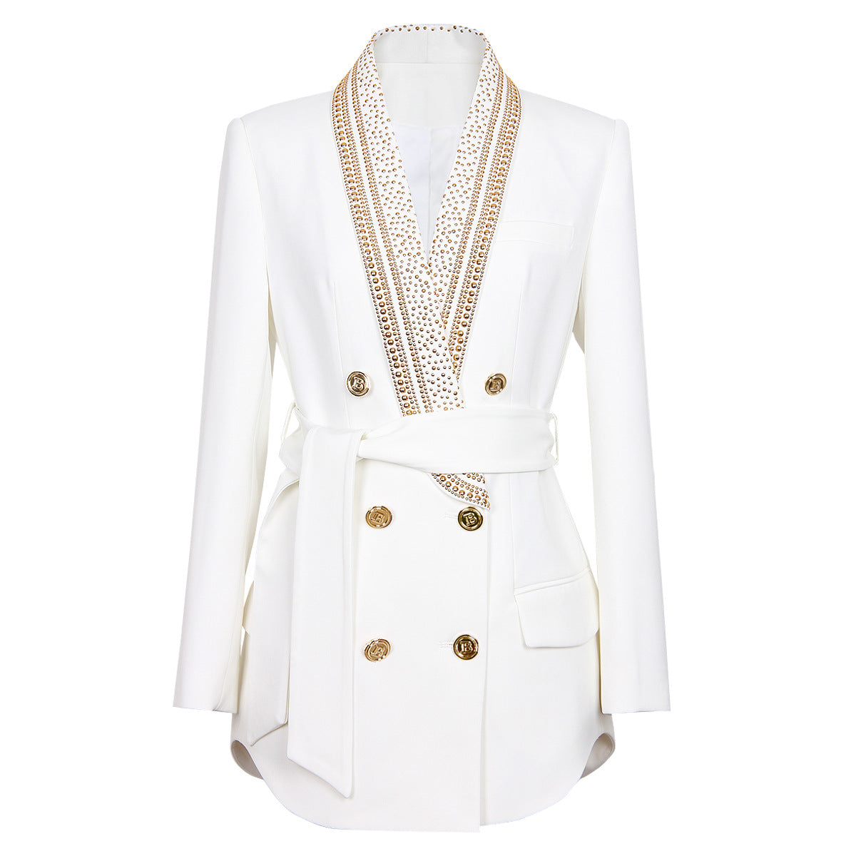 Women's Hot Metal Sheet Series Belt Green Collar Blazers