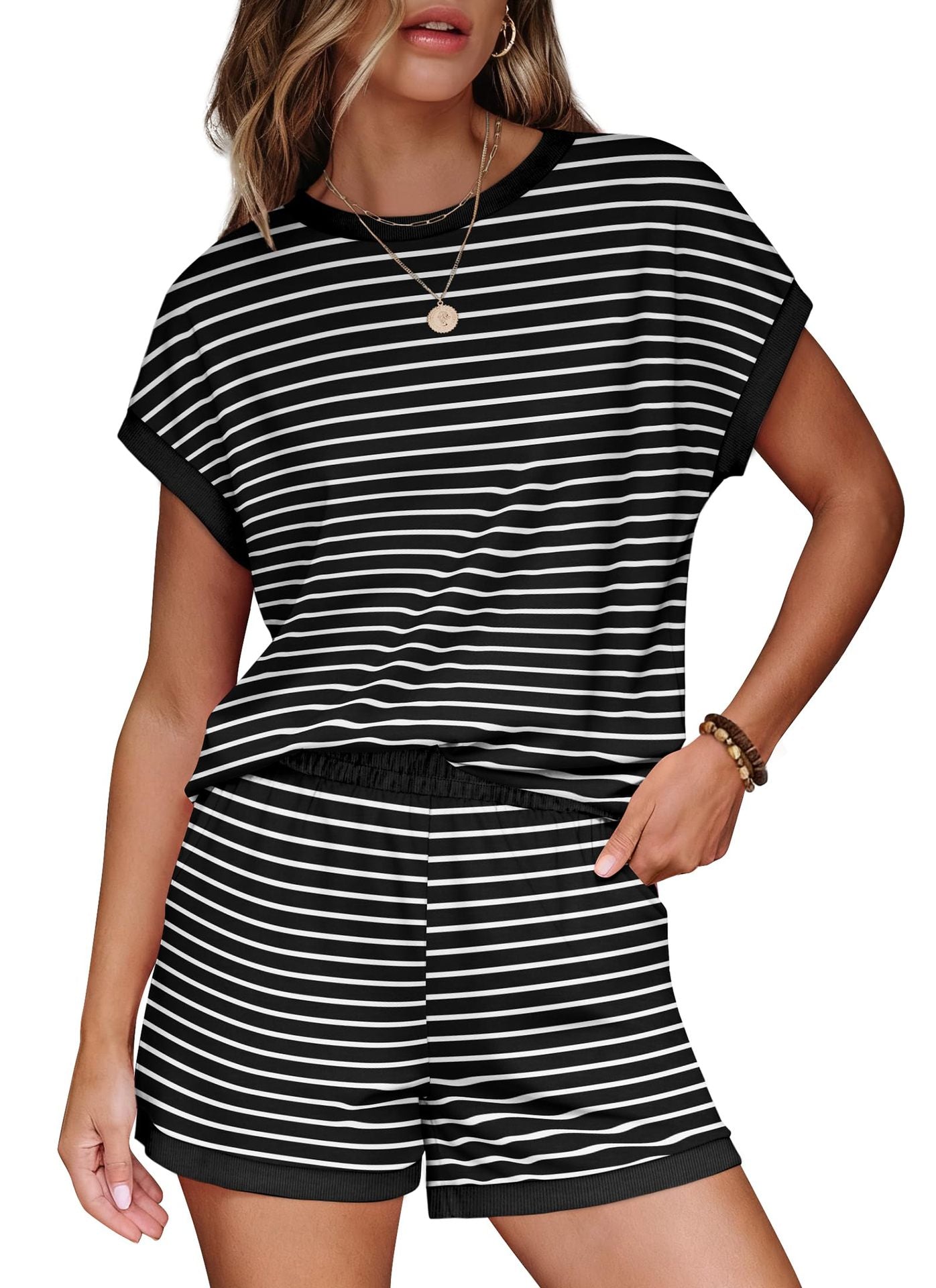 Women's Summer Round Neck Loose Pajamas Fashion Casual Suit