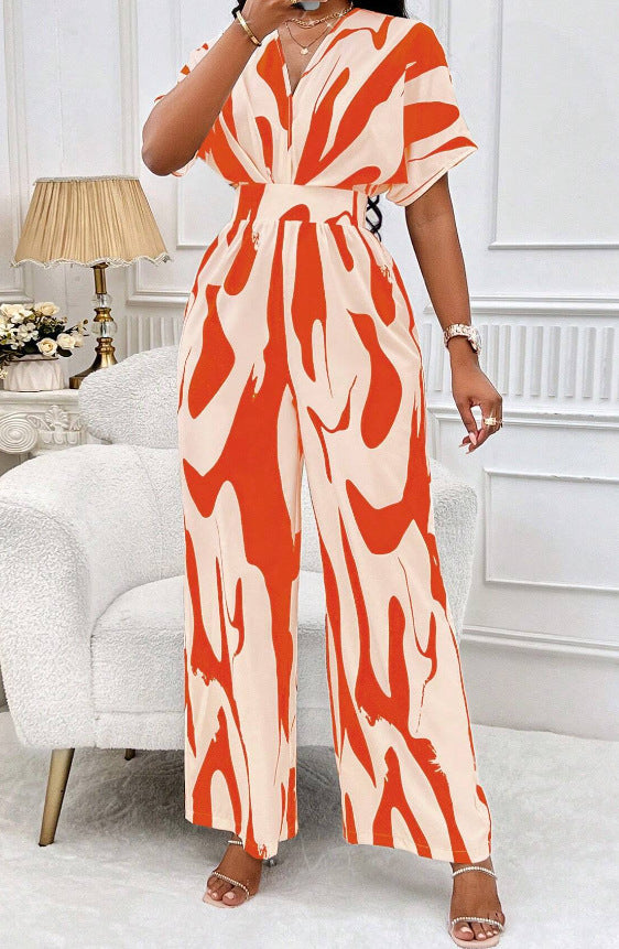 Graceful Durable Women's Sleeve Printed Fashion Jumpsuits