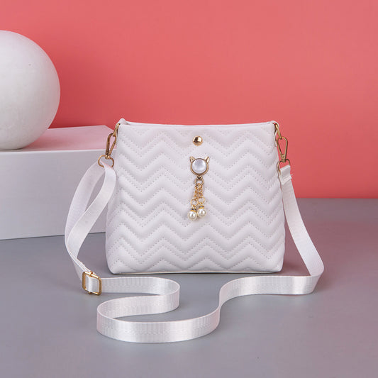 Women's Fashion Wave Pattern Sewing Line Artificial Shoulder Bags