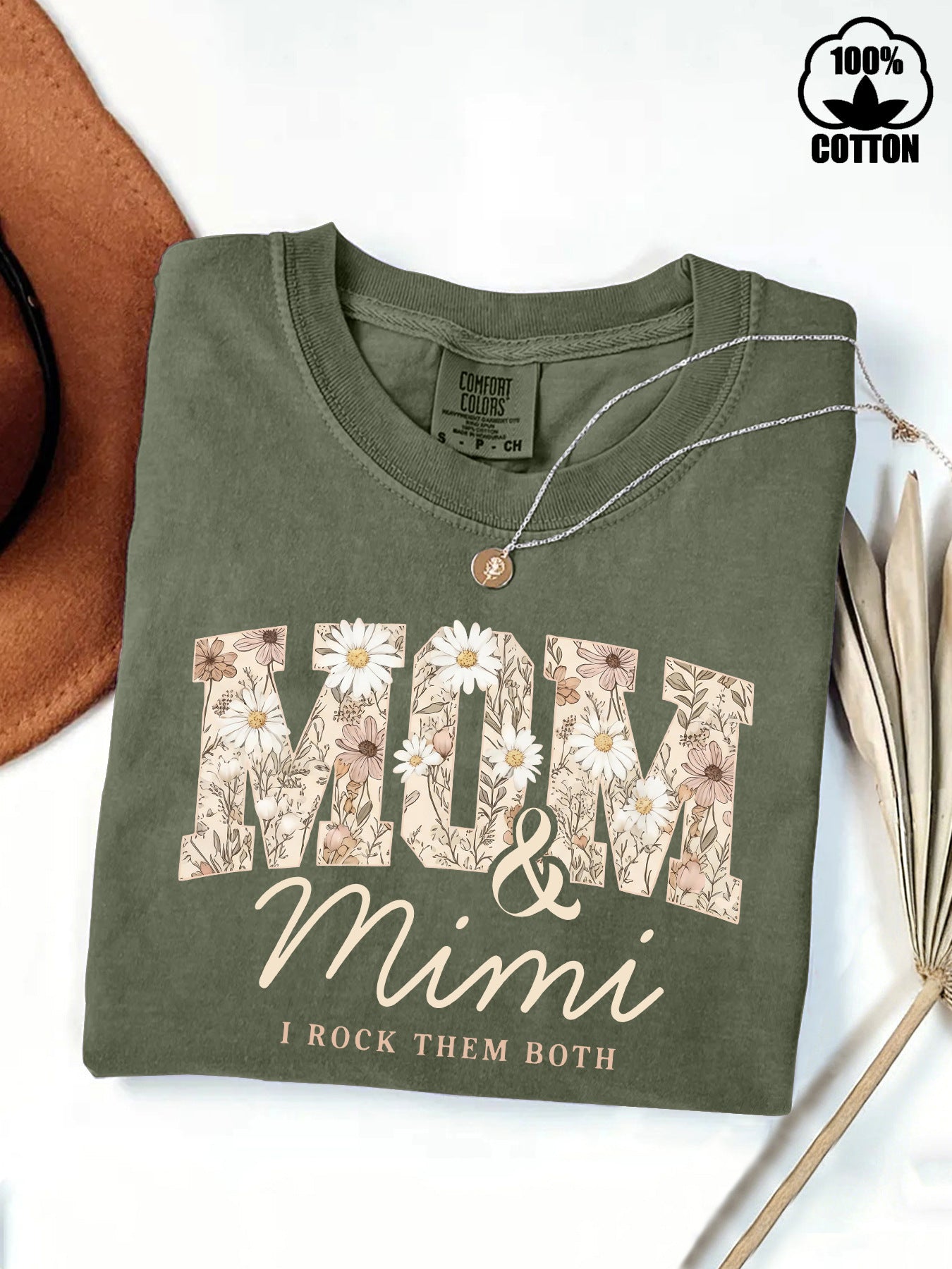 Pure Cotton Washed Fried Snowflake Mother Mei Love Both Printed Women's T-shirt