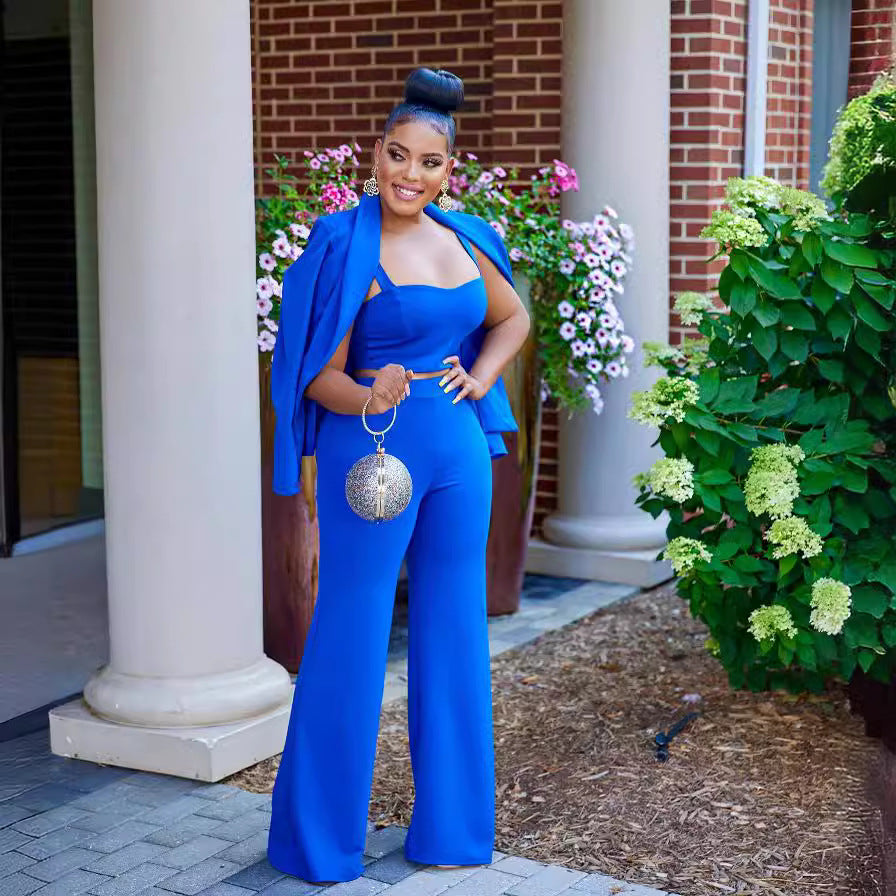Innovative Women's Solid Color Trousers Three-piece Fashion Casual Suit
